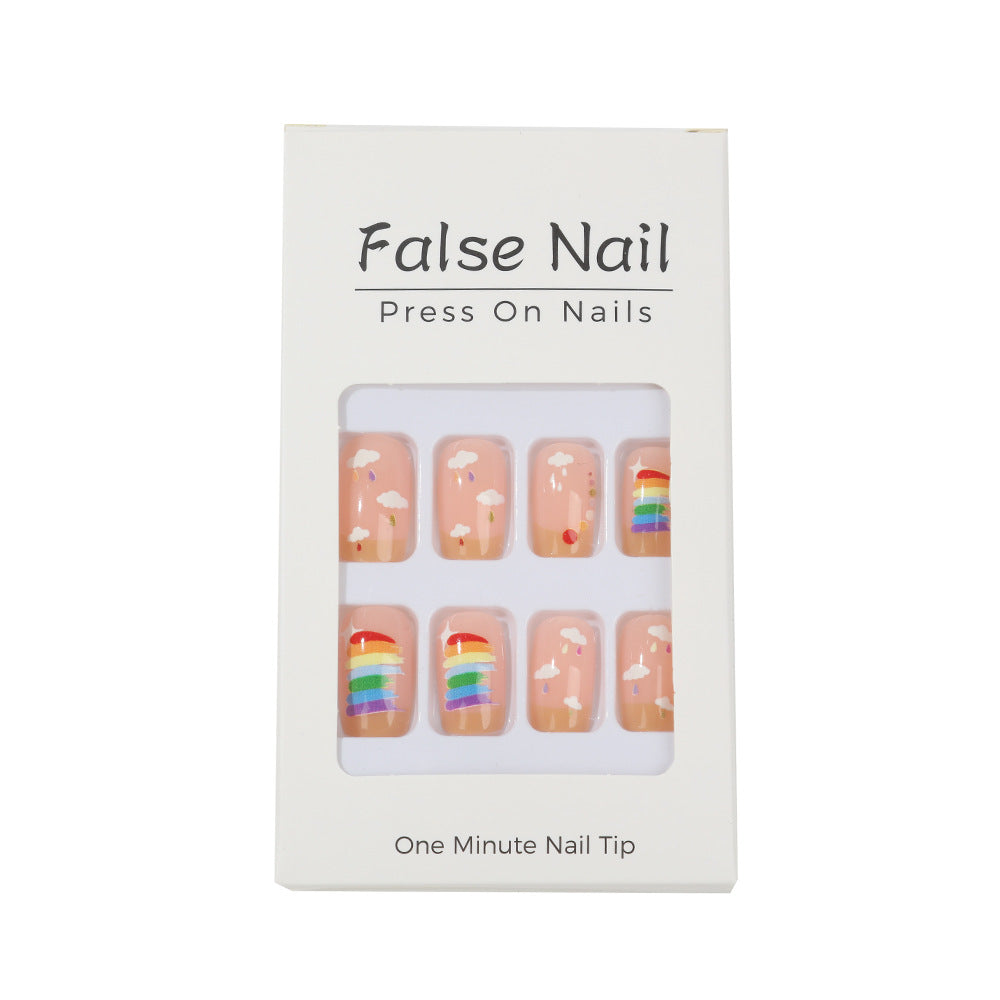 Creative Nail Art Set with Rainbow and Cloud Designs Acalora
