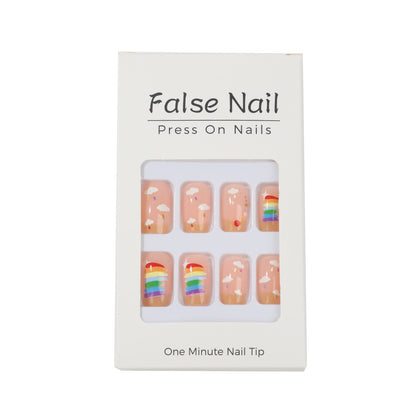 Creative Nail Art Set with Rainbow and Cloud Designs Acalora