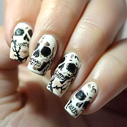 Artistic Skull-Themed Nail Art Acalora