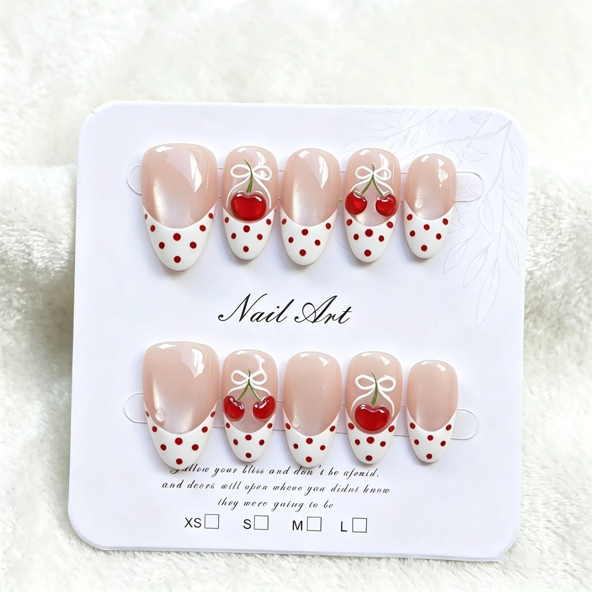 Charming Cherry-Themed Press-On Nail Set Acalora