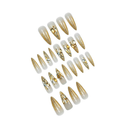 Glamorous Stiletto Press-On Nails with Glitter Accents Acalora
