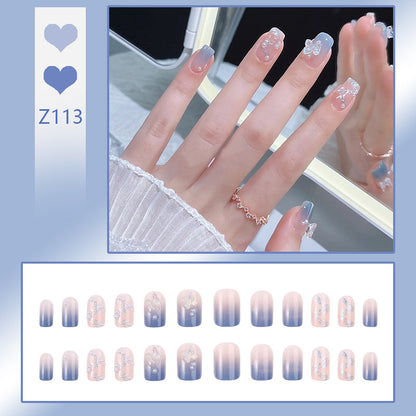 Acrylic nail set with sparkling glitter elements and appealing ombre design Acalora
