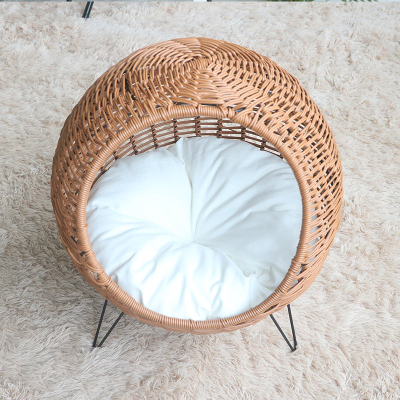 Cat Bed with Stylish Rattan Design Acalora