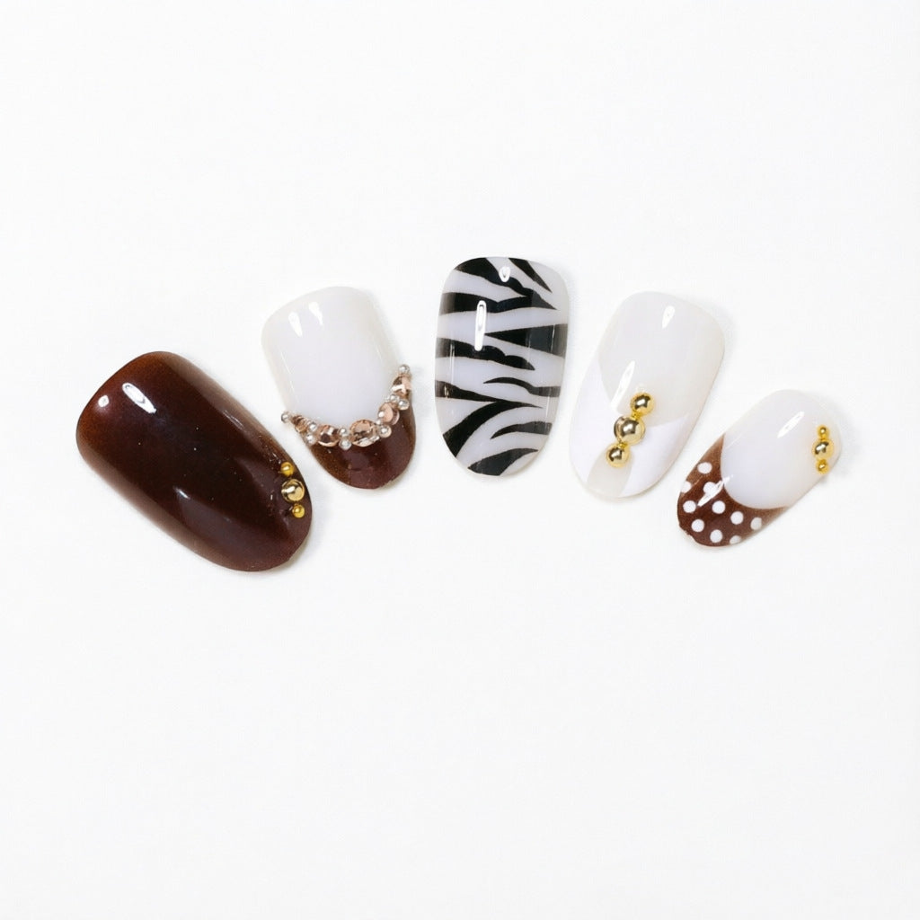 Artistic Nail Design Set with Gem Accents Acalora