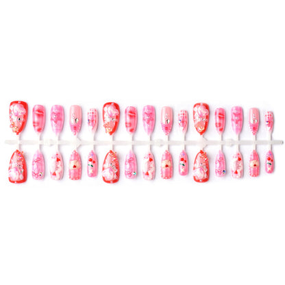 Decorative Heart-Themed Press-On Nail Set Acalora