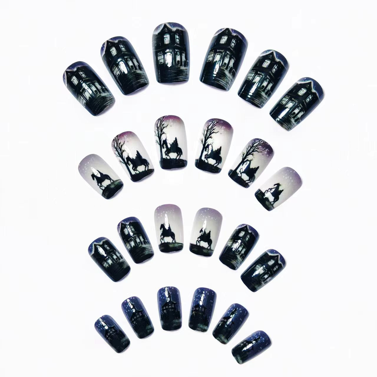 Artistic Night Scene Nail Art Acalora