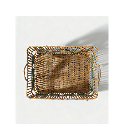 Handcrafted storage basket with leaf motif Acalora
