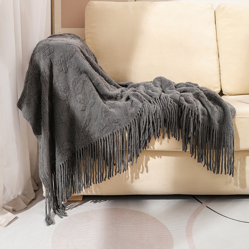 Decorative Fringe Throw Blanket