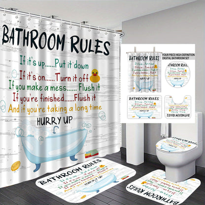 Bathroom Rules Digital Bathroom Décor Set