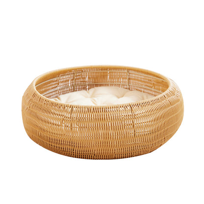 Cat bed with round rattan decoration Acalora