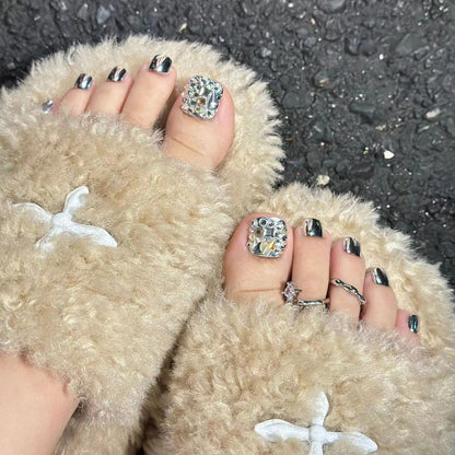 Decorative Crystal-Embellished Press-On Nails Acalora