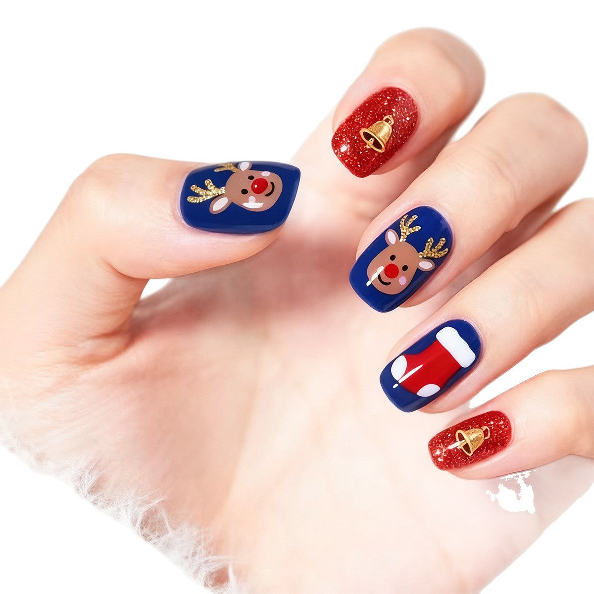 Artificial nail set with festive Christmas design Acalora