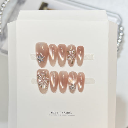 Glittery Press-On Nail Art Set with Snowflake Design Acalora