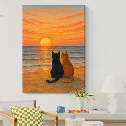 Artistic Cat-Themed Canvas Wall Art