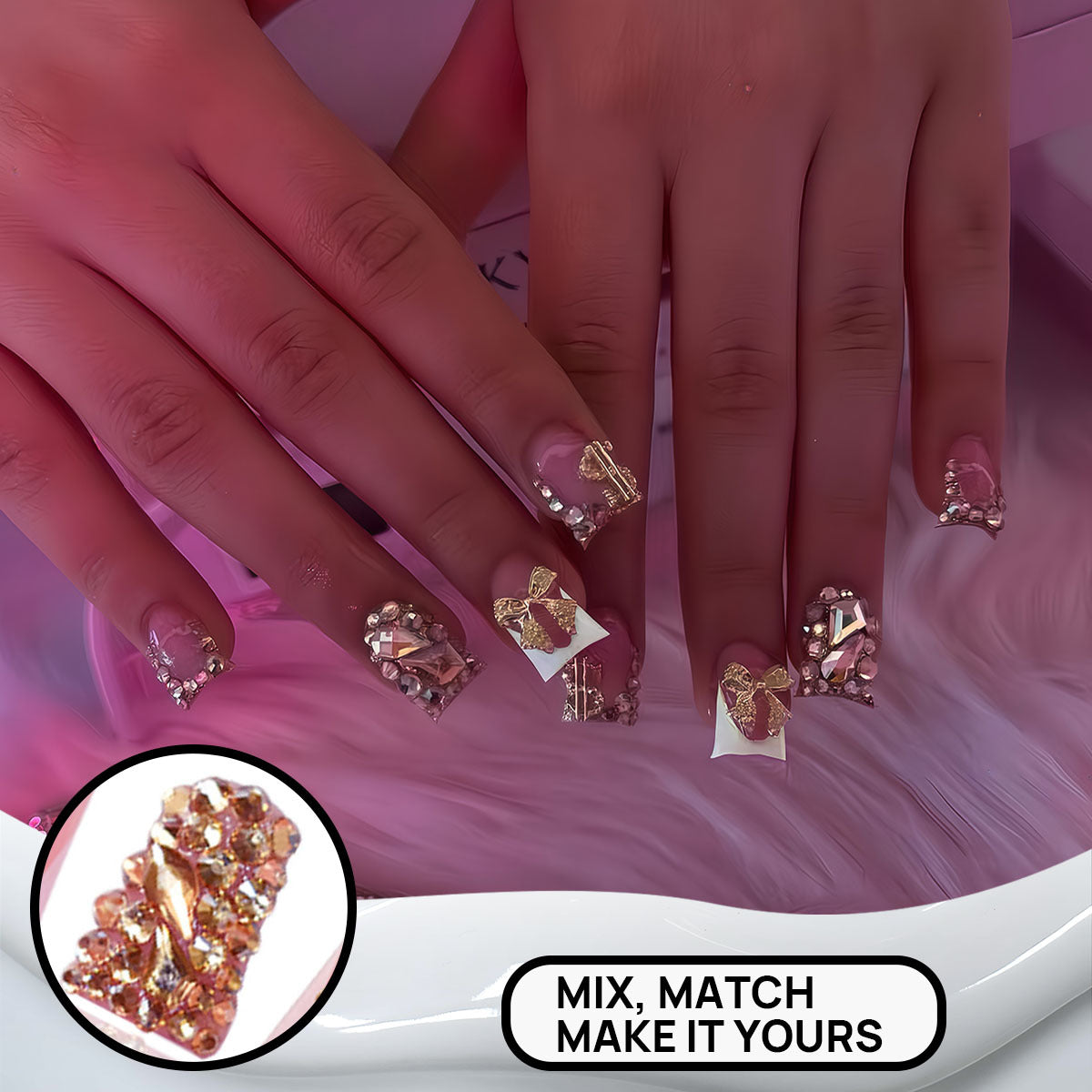 Decorative Crystal-Embellished Nail Art Acalora