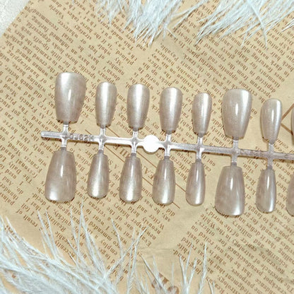 Artificial nails in elegant nude glitter design Acalora