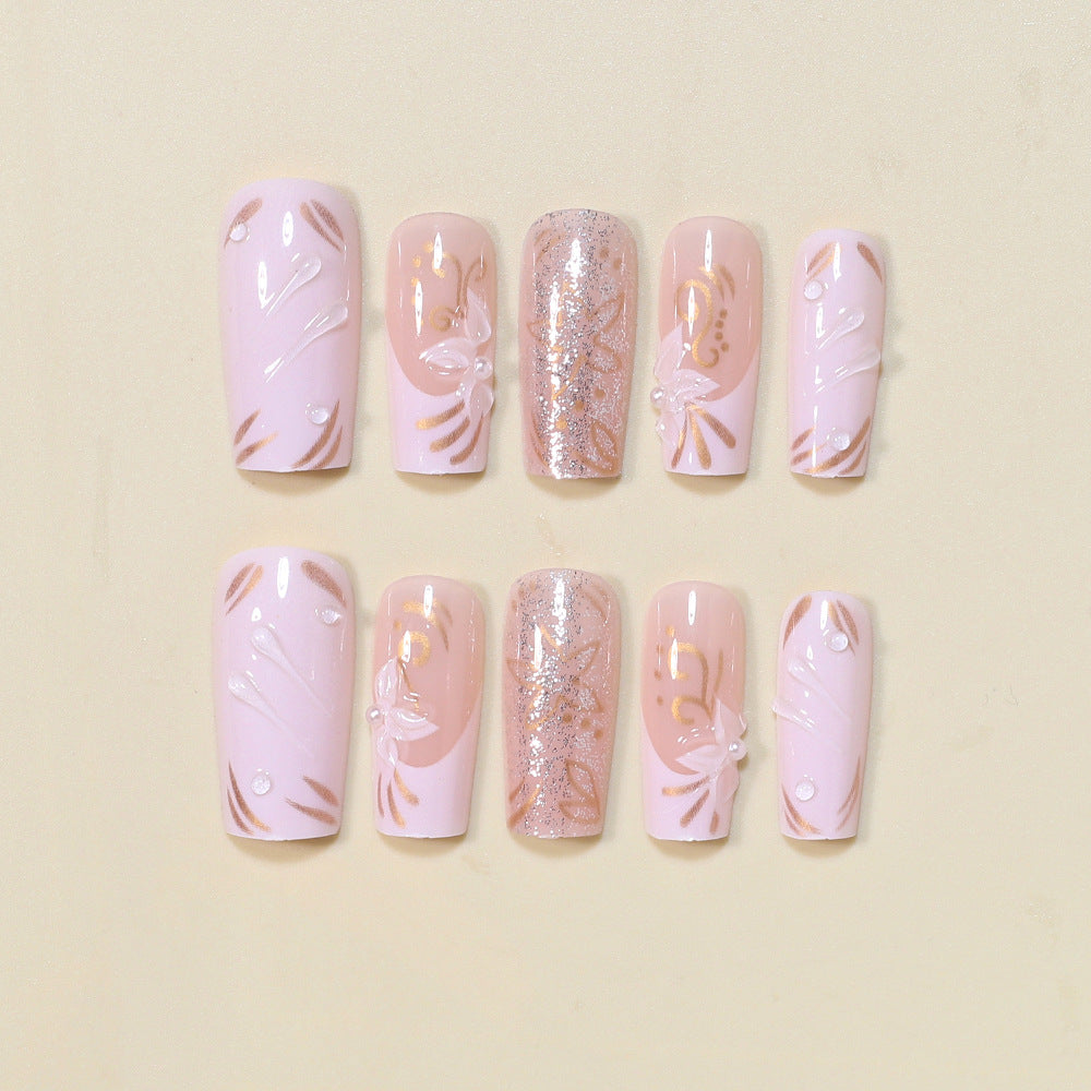 Decorative Long Press-On Nail Art Set Acalora