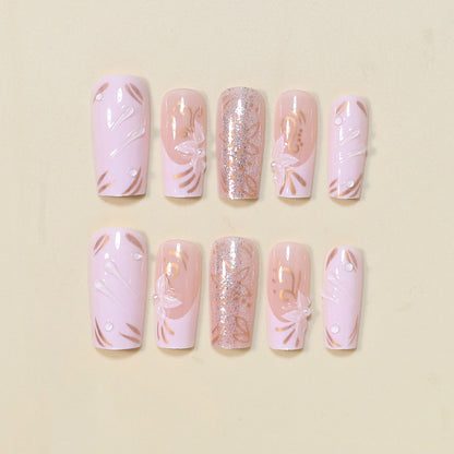 Decorative Long Press-On Nail Art Set Acalora