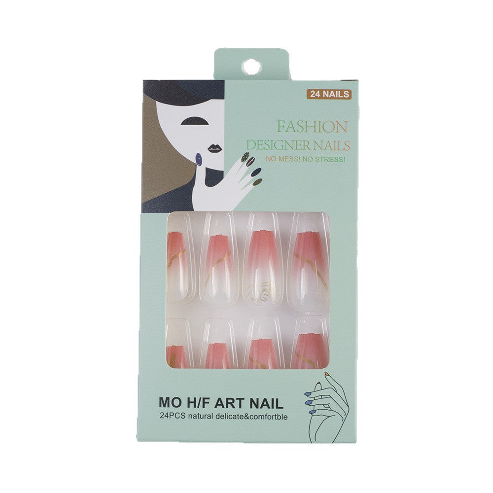Nail art in an elegant gradient with gold accents Acalora