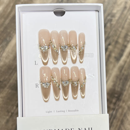 Elegant Stiletto Press-On Nail Set with Rhinestone Design Acalora