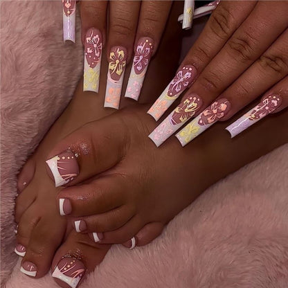 Artistic Floral Press-On Nail Art Acalora