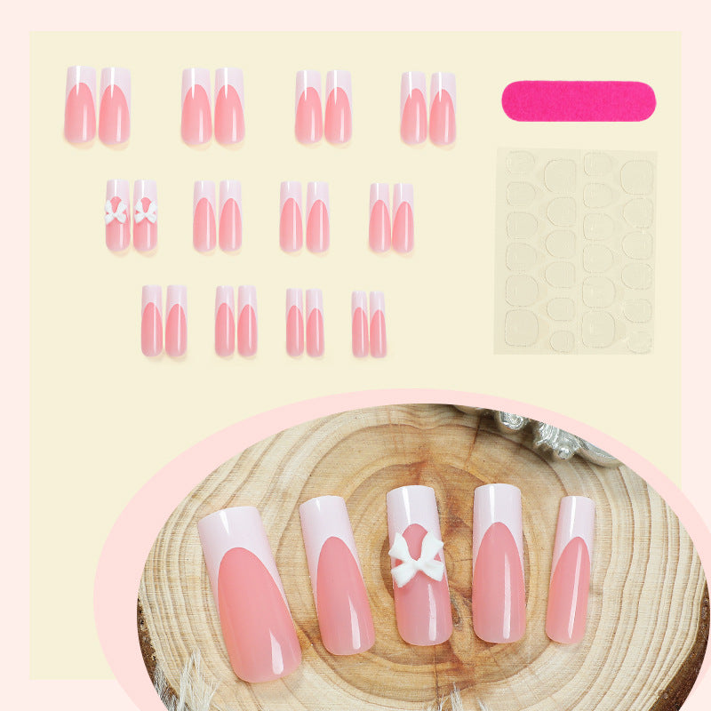 Elegant Press-On Nail Set with Decorative Bows Acalora