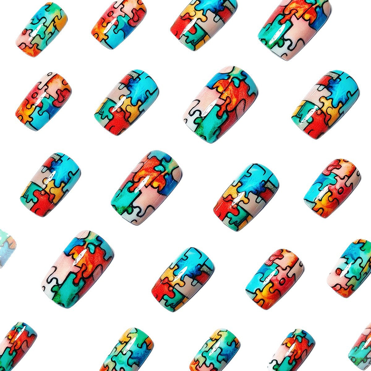 Puzzle-Themed Nail Art Acalora