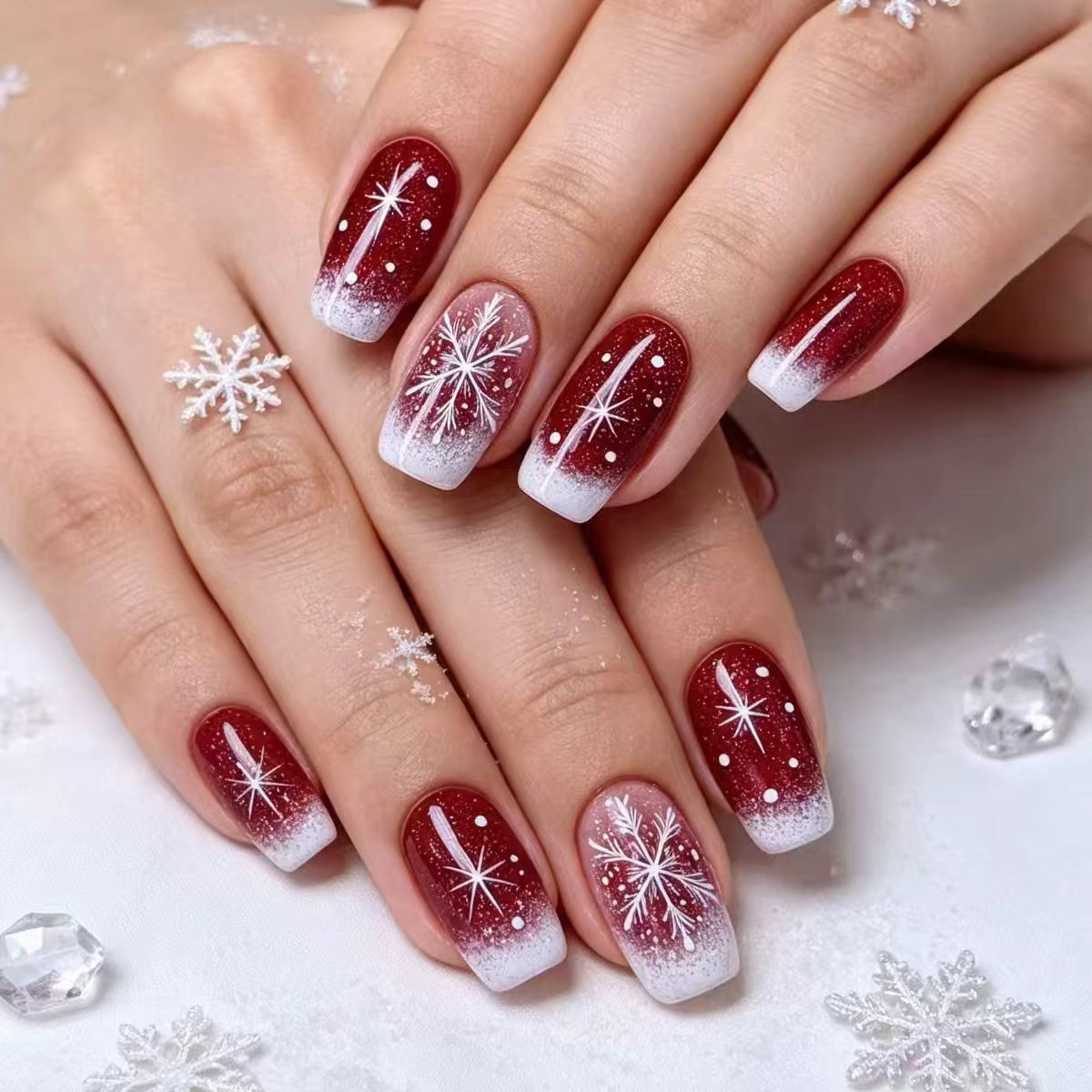 Festive Glittering Ombre Nail Art Acalora