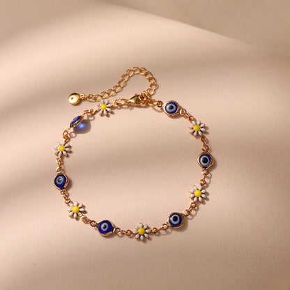 Floral Evil Eye Charm Anklet Acalora