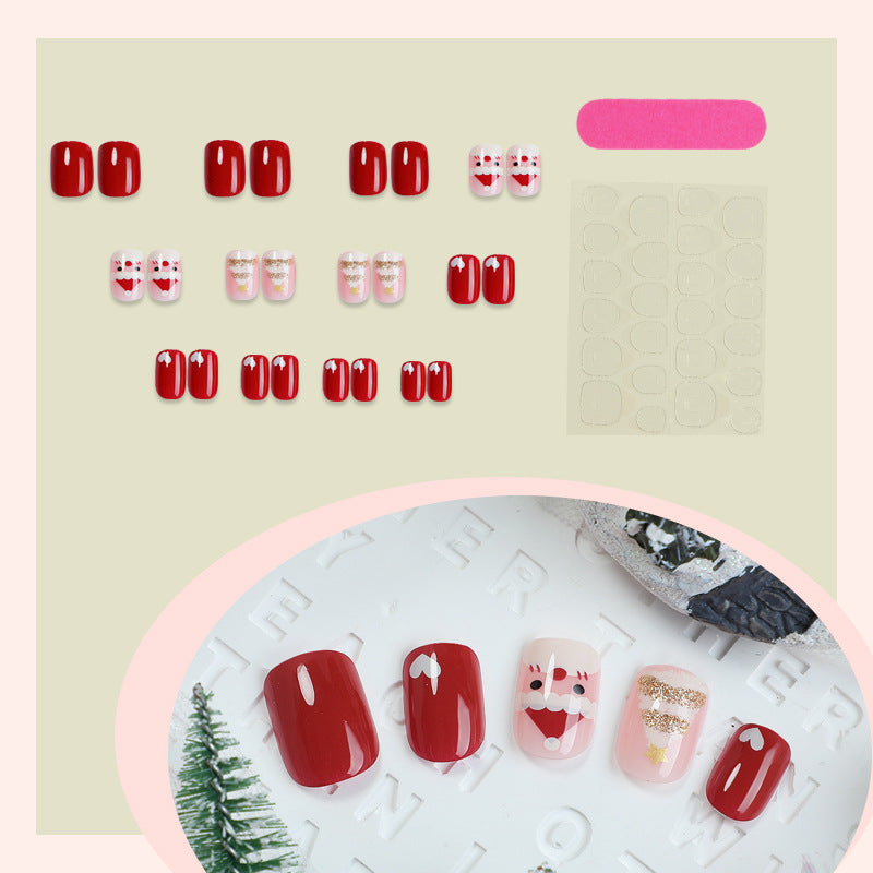 Holiday-Themed Press-On Nail Set with Fun Santa and Heart Designs Acalora