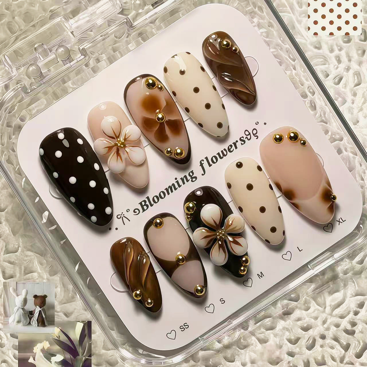 Floral Design Press-On Nail Art Acalora