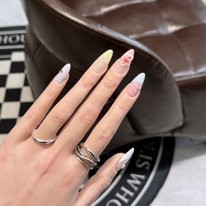 Artistic Floral Stiletto Press-On Nail Set Acalora