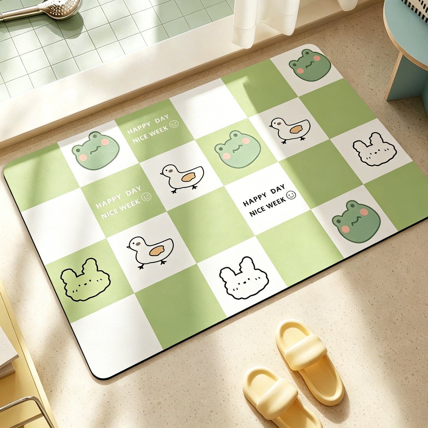 Cartoon Cat-Themed Bath Rug Acalora