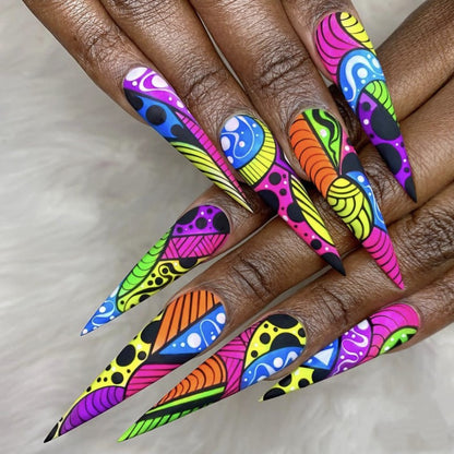 Creative Nail Art with Colorful Design Acalora