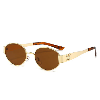 Women's designer sunglasses with elegant oval frame and unique accents Bowlift