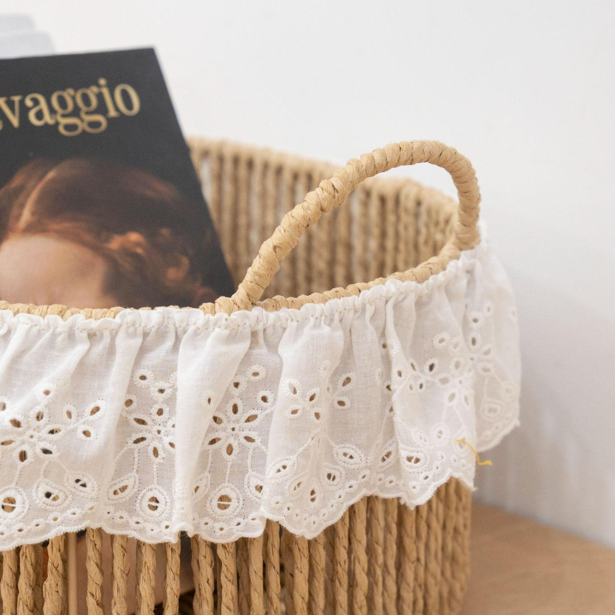 Charming storage basket with ruffle detail Acalora