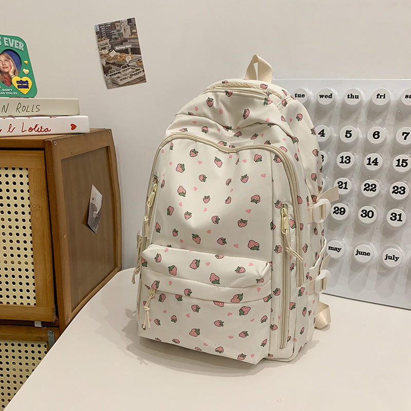 Elegant Floral Print School Backpack