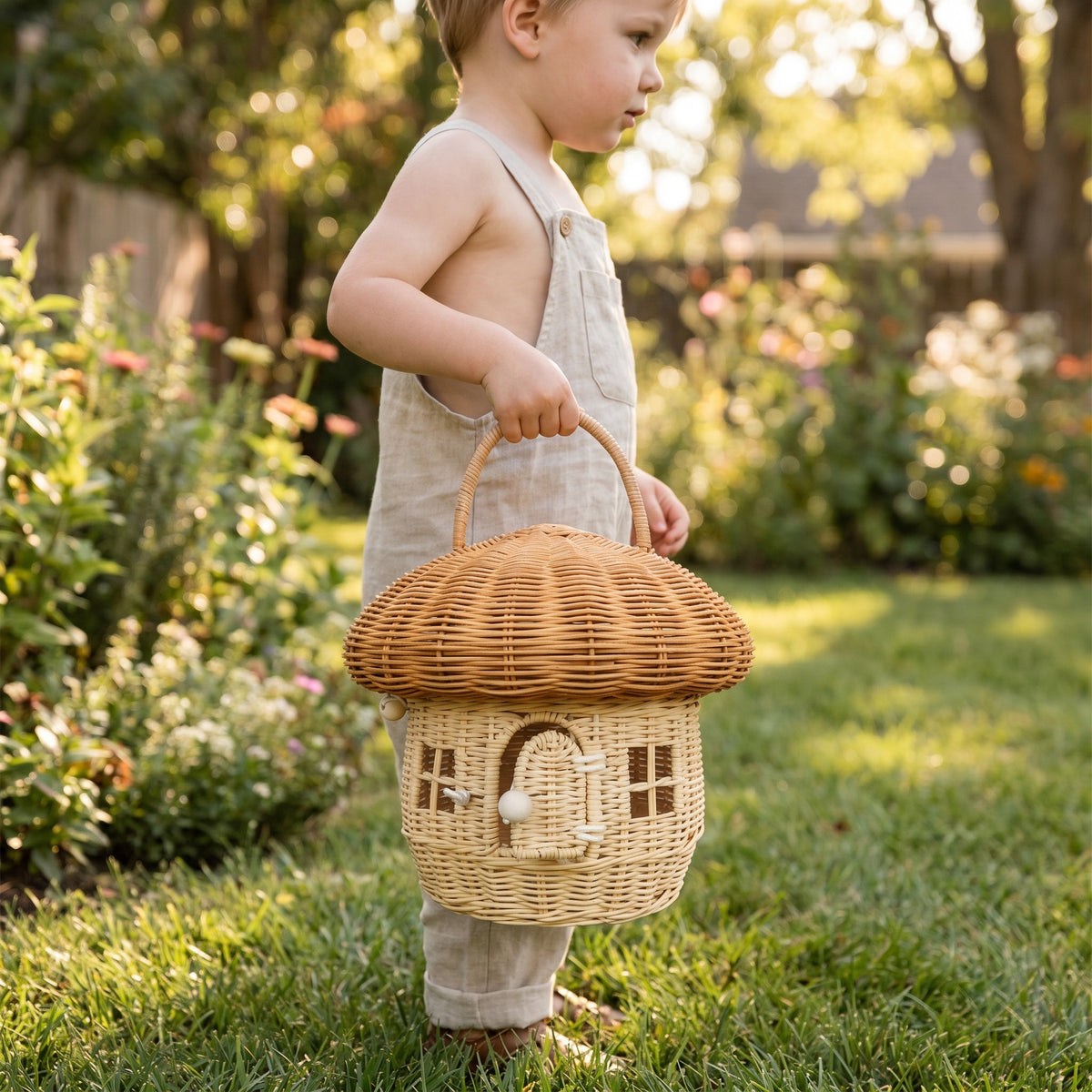 Whimsical Mushroom-Shaped Woven Storage Basket Acalora