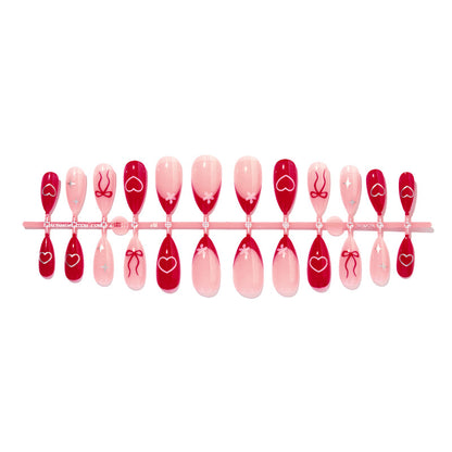 Decorative Press-On Nail Set with Charming Cherry and Bow Designs Acalora