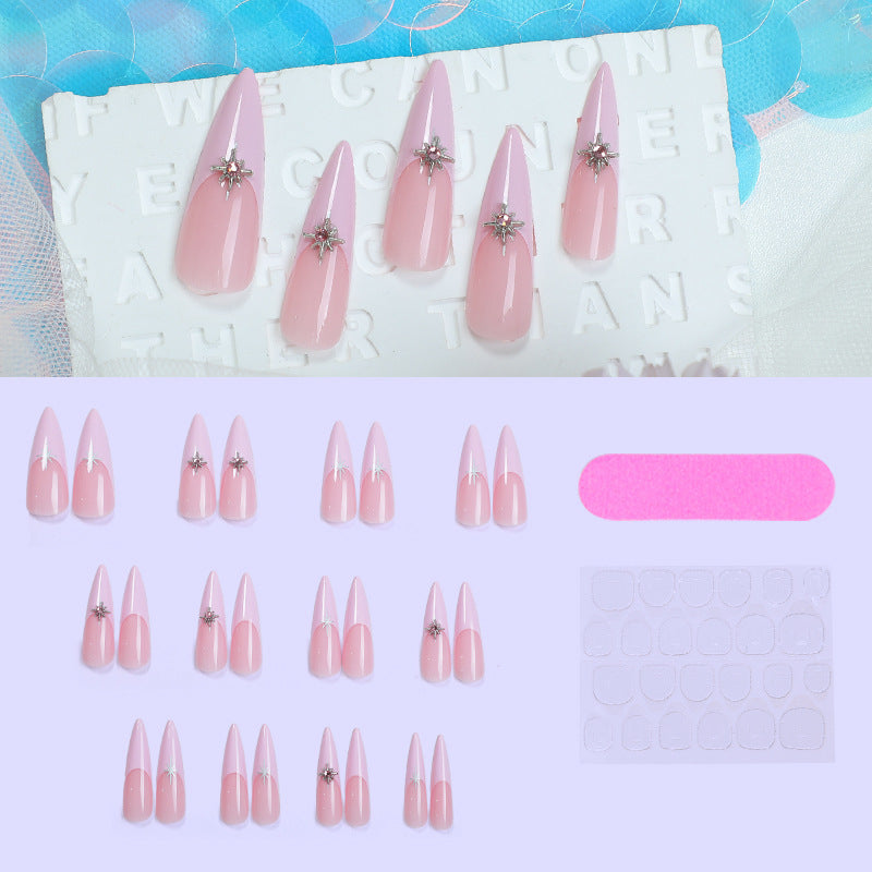 Elegant Press-On Nail Design Set with Decorative Floral Accents Acalora