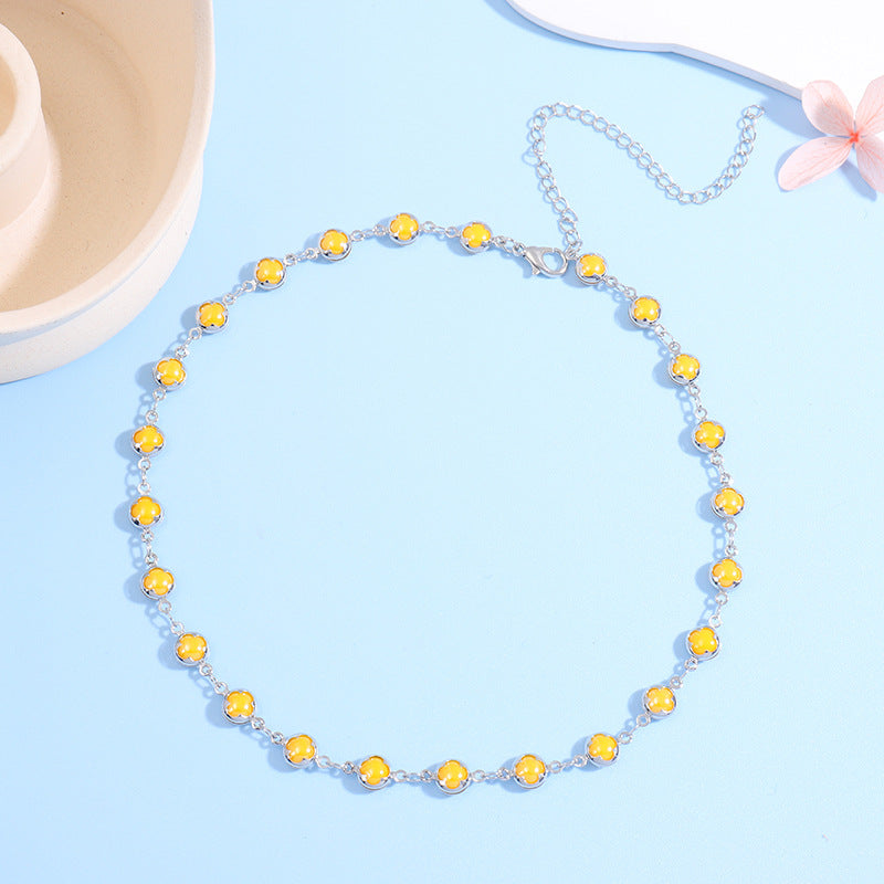 Floral Charm Choker Necklace Acalora 1788164322