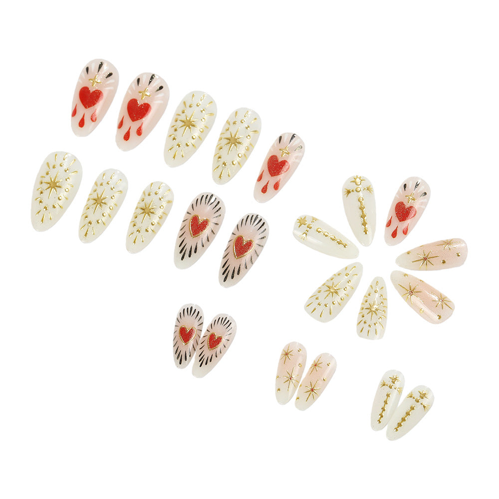 Nail art with glitter and heart decoration Acalora
