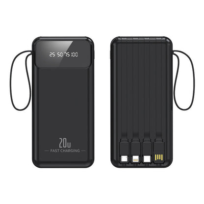 Portable power bank with integrated cable system and digital charging display Bowlift
