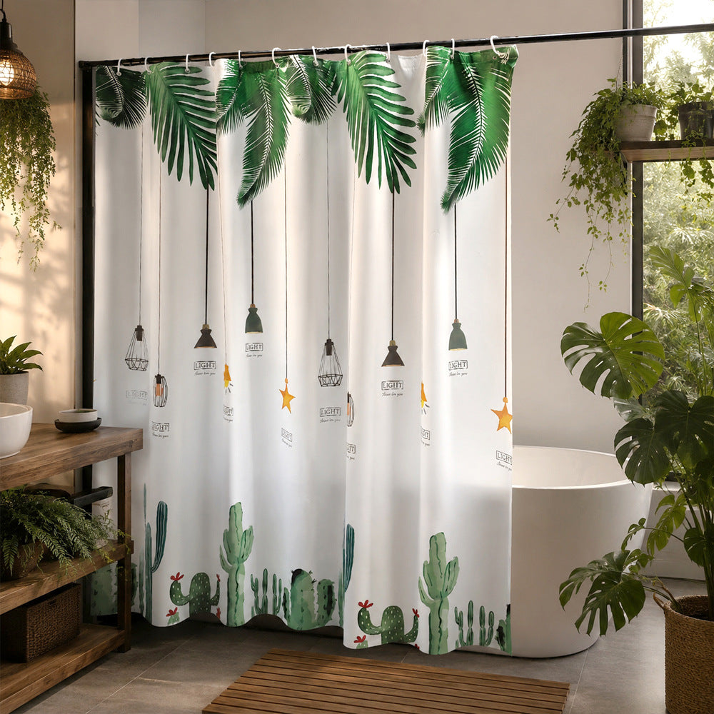 Tropical-Inspired Botanical Shower Curtain
