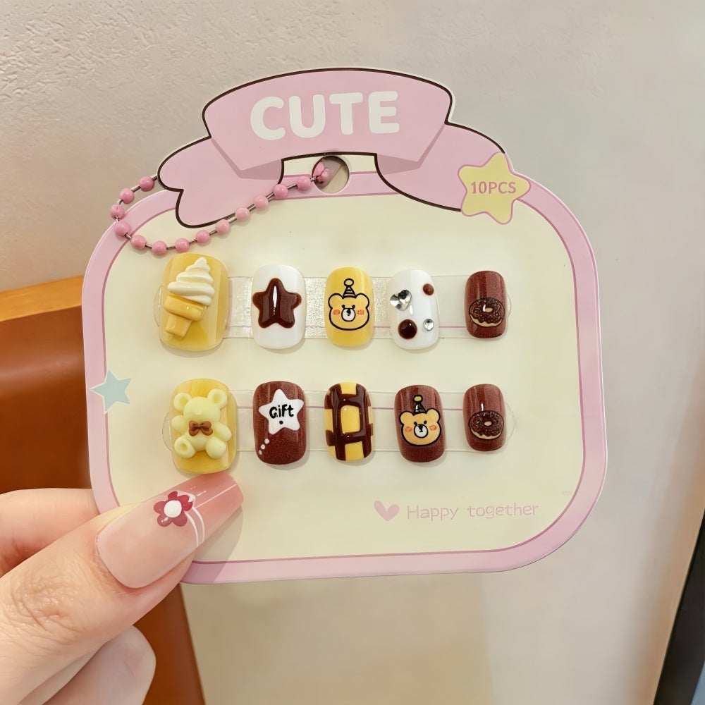 Playful artificial nail set with colorful designs Acalora