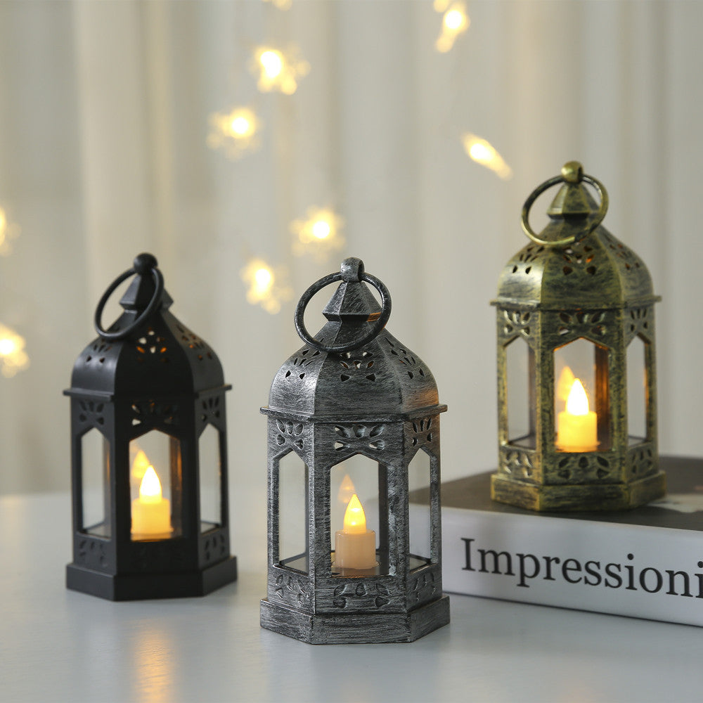 Moroccan Style Hexagonal Metal LED Lantern Acalora