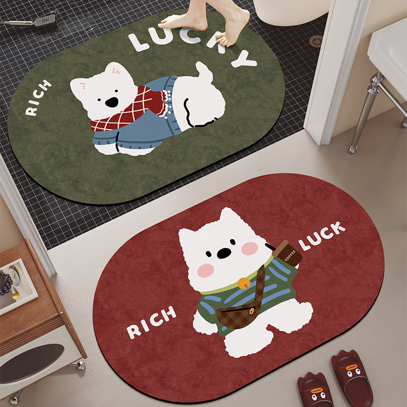 Cartoon Dog-Themed Bath Mat