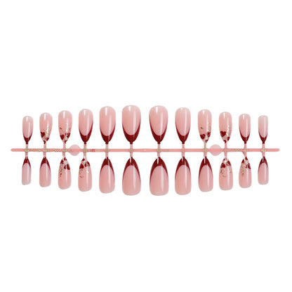 Elegant Stiletto Press-On Nail Set with Decorative Gold Accents Acalora