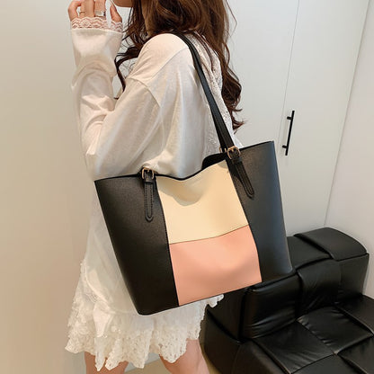 Versatile Color Block Tote Bag Acalora