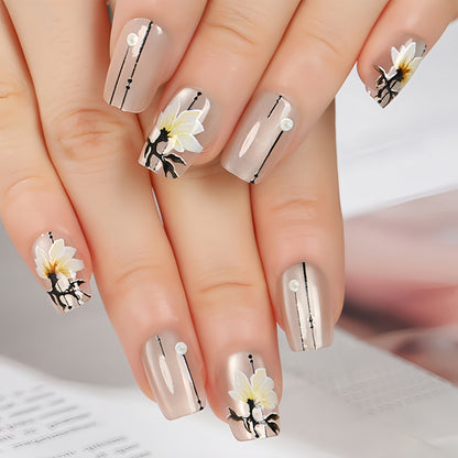 Elegant artificial nails with floral accents Acalora